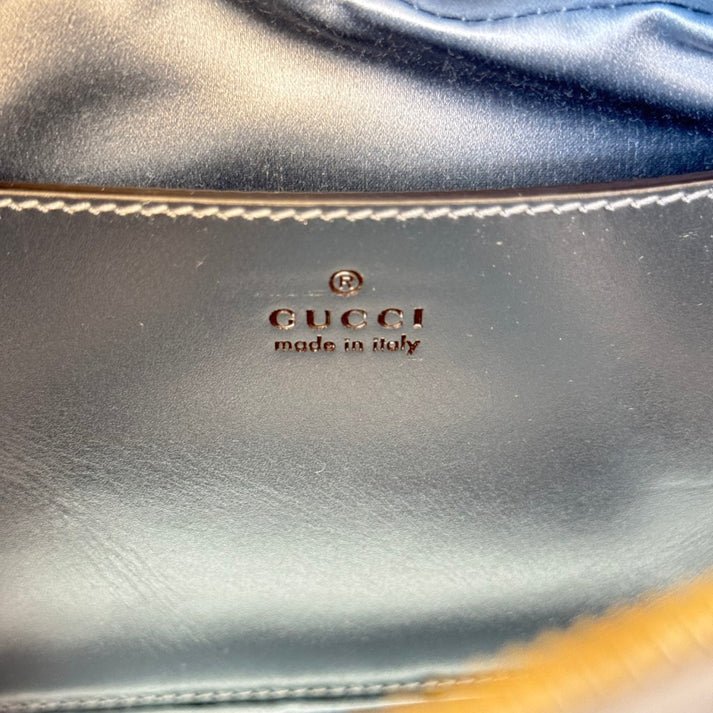 Gucci Chevron Matelasse Small GG Marmont Chain Shoulder Bag Iridescent Snow Light Blue - Image 10
