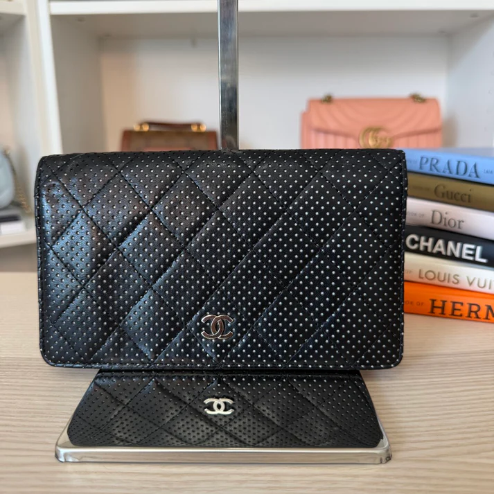 Chanel Lambskin Perforated Wallet Black