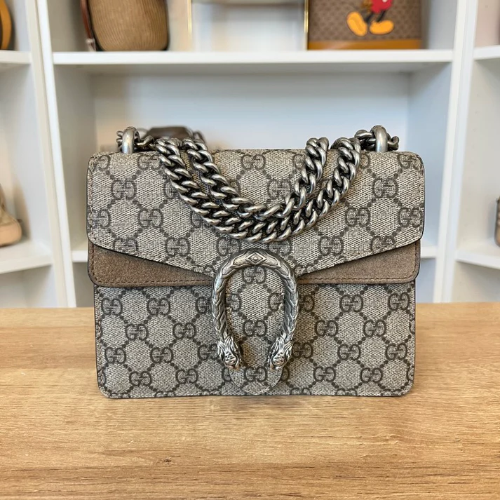 Gucci GG Supreme Monogram Mini Dionysus Shoulder Bag Taupe